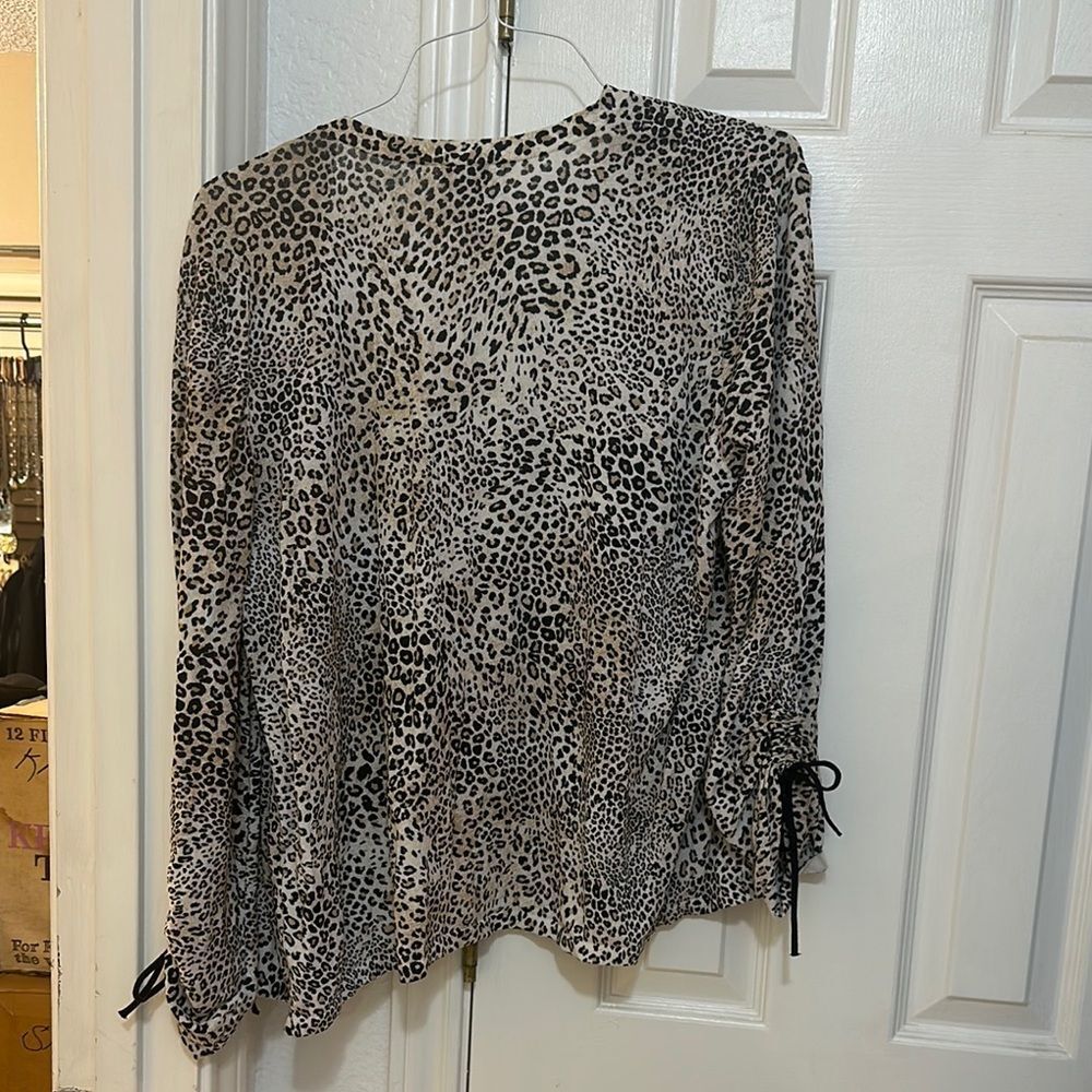 Chic Leopard Print Sheer Top - image 3
